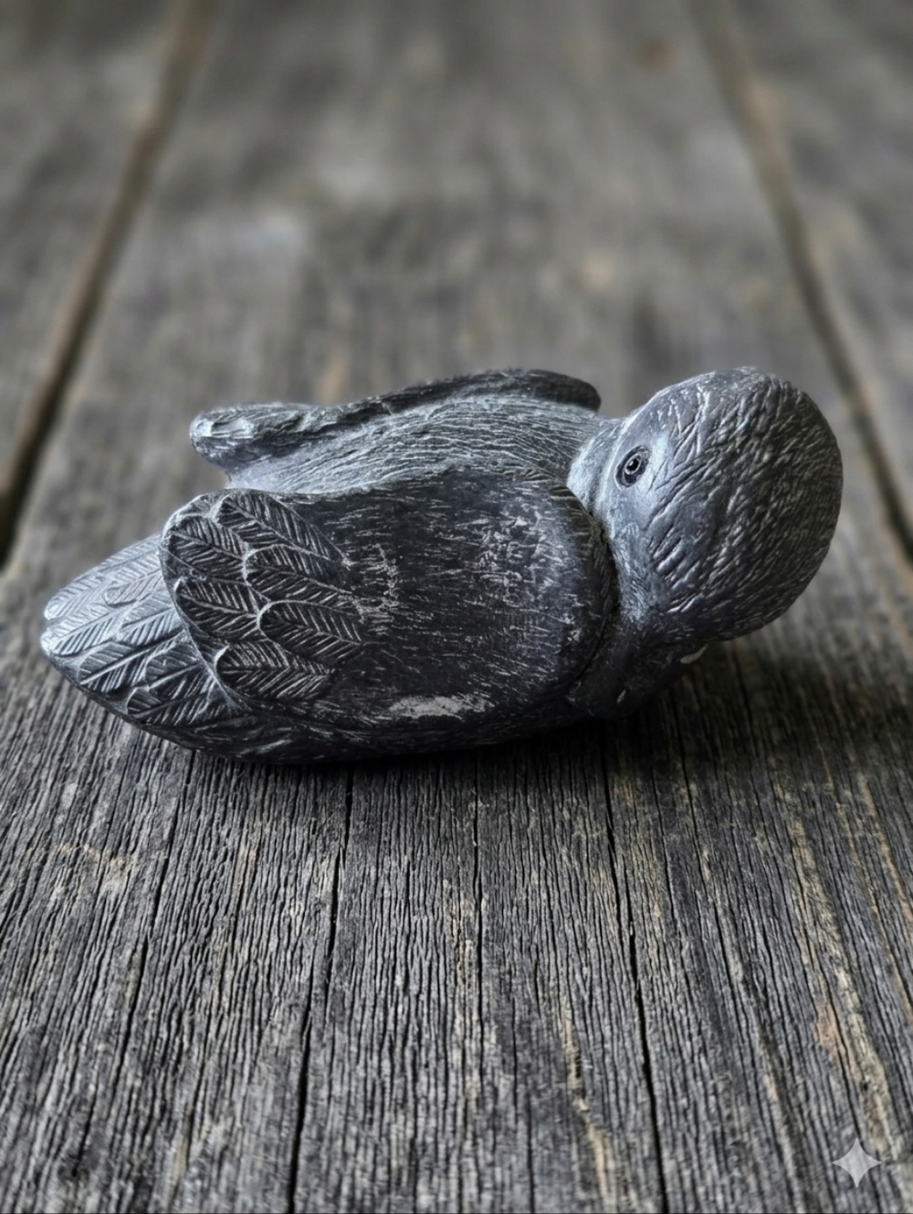 Carved Stone Duckling Figure Gray Natural Elegant Home Decor Duck Neutral Decor
